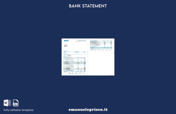 versione word dell'estratto conto bancario Nuova Zelanda ANZ in stile verificato